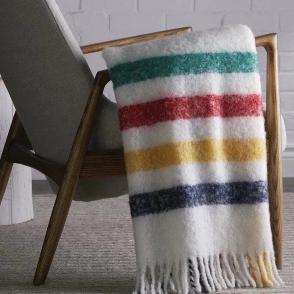 Hudson’s Bay Throw Wool Blend All Season With HBC Stripes Perfect Gift - Picture 3 of 6